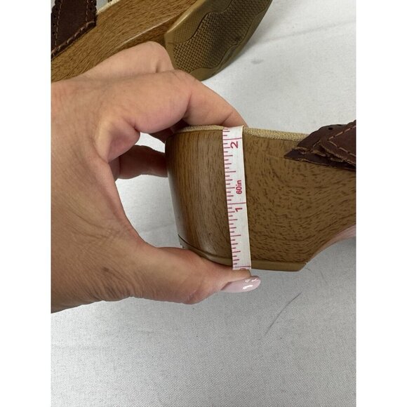 Dansko Sapphire Brown Leather Laser Cut Wedge 8.5 Sandals Comfort Boho Artisanal - Picture 14 of 16